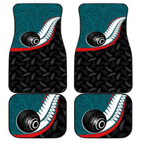 Aotearoa Lawn Bowls Car Mats Maori and Silver Fern Sporty Style Teal Color - Polynesian Pride