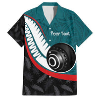 Personalised Aotearoa Lawn Bowls Family Matching Tank Maxi Dress and Hawaiian Shirt Maori and Silver Fern Sporty Style Teal Color - Polynesian Pride