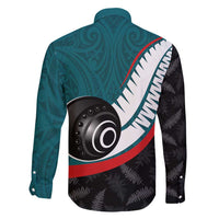 Personalised Aotearoa Lawn Bowls Family Matching Tank Maxi Dress and Hawaiian Shirt Maori and Silver Fern Sporty Style Teal Color - Polynesian Pride