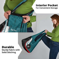 Personalised Aotearoa Lawn Bowls Grocery Bag Maori and Silver Fern Sporty Style Teal Color - Polynesian Pride
