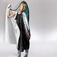 Personalised Aotearoa Lawn Bowls Hooded Blanket Maori and Silver Fern Sporty Style Teal Color - Polynesian Pride