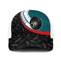 Aotearoa Lawn Bowls Mesh Trucker Cap Maori and Silver Fern Sporty Style Teal Color LT03 One Size White Teal - Polynesian Pride