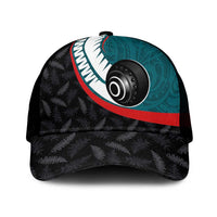 Aotearoa Lawn Bowls Mesh Trucker Cap Maori and Silver Fern Sporty Style Teal Color LT03 One Size Black Teal - Polynesian Pride