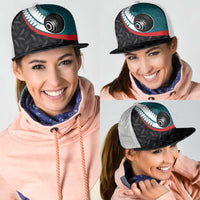 Aotearoa Lawn Bowls Mesh Trucker Cap Maori and Silver Fern Sporty Style Teal Color - Polynesian Pride