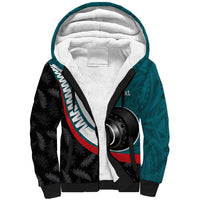 Personalised Aotearoa Lawn Bowls Sherpa Hoodie Maori and Silver Fern Sporty Style Teal Color - Polynesian Pride