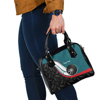 Personalised Aotearoa Lawn Bowls Shoulder Handbag Maori and Silver Fern Sporty Style Teal Color - Polynesian Pride