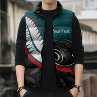 Personalised Aotearoa Lawn Bowls Sleeveless Puffer Jacket Maori and Silver Fern Sporty Style Teal Color - Polynesian Pride