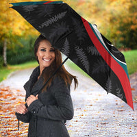 Personalised Aotearoa Lawn Bowls Umbrella Maori and Silver Fern Sporty Style Teal Color - Polynesian Pride