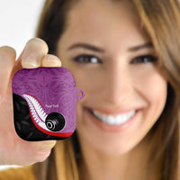 Personalised Aotearoa Lawn Bowls AirPods Case Maori and Silver Fern Sporty Style Pink Color LT03 - Polynesian Pride
