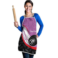 Personalised Aotearoa Lawn Bowls Apron Maori and Silver Fern Sporty Style Pink Color - Polynesian Pride