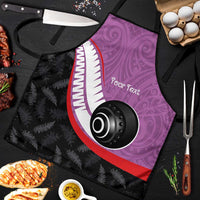 Personalised Aotearoa Lawn Bowls Apron Maori and Silver Fern Sporty Style Pink Color - Polynesian Pride