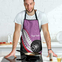 Personalised Aotearoa Lawn Bowls Apron Maori and Silver Fern Sporty Style Pink Color - Polynesian Pride