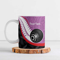 Personalised Aotearoa Lawn Bowls Ceramic Mug Maori and Silver Fern Sporty Style Pink Color - Polynesian Pride