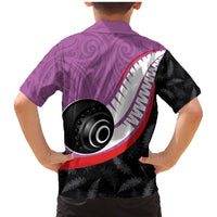 Personalised Aotearoa Lawn Bowls Family Matching Mermaid Dress and Hawaiian Shirt Maori and Silver Fern Sporty Style Pink Color - Polynesian Pride