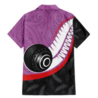 Personalised Aotearoa Lawn Bowls Family Matching Mermaid Dress and Hawaiian Shirt Maori and Silver Fern Sporty Style Pink Color - Polynesian Pride