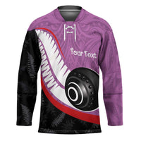 Personalised Aotearoa Lawn Bowls Hockey Jersey Maori and Silver Fern Sporty Style Pink Color - Polynesian Pride