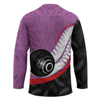Personalised Aotearoa Lawn Bowls Hockey Jersey Maori and Silver Fern Sporty Style Pink Color - Polynesian Pride