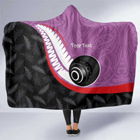 Personalised Aotearoa Lawn Bowls Hooded Blanket Maori and Silver Fern Sporty Style Pink Color - Polynesian Pride