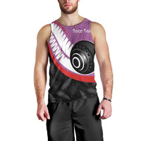Personalised Aotearoa Lawn Bowls Men Tank Top Maori and Silver Fern Sporty Style Pink Color - Polynesian Pride
