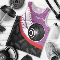 Personalised Aotearoa Lawn Bowls Men Tank Top Maori and Silver Fern Sporty Style Pink Color - Polynesian Pride