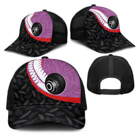 Aotearoa Lawn Bowls Mesh Trucker Cap Maori and Silver Fern Sporty Style Pink Color LT03 - Polynesian Pride