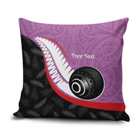 Personalised Aotearoa Lawn Bowls Pillow Cover Maori and Silver Fern Sporty Style Pink Color - Polynesian Pride