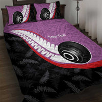 Personalised Aotearoa Lawn Bowls Quilt Bed Set Maori and Silver Fern Sporty Style Pink Color - Polynesian Pride