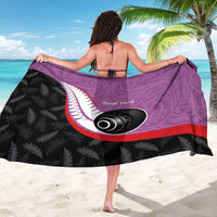 Personalised Aotearoa Lawn Bowls Sarong Maori and Silver Fern Sporty Style Pink Color - Polynesian Pride