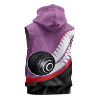 Personalised Aotearoa Lawn Bowls Sleeveless Hoodie Maori and Silver Fern Sporty Style Pink Color - Polynesian Pride