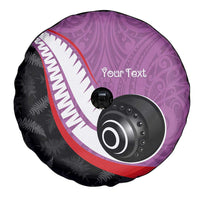 Personalised Aotearoa Lawn Bowls Spare Tire Cover Maori and Silver Fern Sporty Style Pink Color - Polynesian Pride