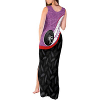 Personalised Aotearoa Lawn Bowls Tank Maxi Dress Maori and Silver Fern Sporty Style Pink Color - Polynesian Pride