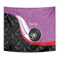 Personalised Aotearoa Lawn Bowls Tapestry Maori and Silver Fern Sporty Style Pink Color - Polynesian Pride