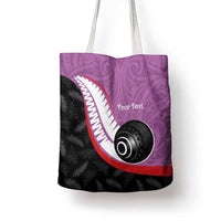 Personalised Aotearoa Lawn Bowls Tote Bag Maori and Silver Fern Sporty Style Pink Color - Polynesian Pride