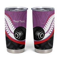 Personalised Aotearoa Lawn Bowls Tumbler Cup Maori and Silver Fern Sporty Style Pink Color - Polynesian Pride