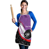 Personalised Aotearoa Lawn Bowls Apron Maori and Silver Fern Sporty Style Purple Color LT03 - Polynesian Pride
