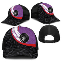 Aotearoa Lawn Bowls Baseball Net Cap Maori and Silver Fern Sporty Style Purple Color LT03 - Polynesian Pride