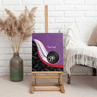 Personalised Aotearoa Lawn Bowls Canvas Wall Art Maori and Silver Fern Sporty Style Purple Color - Polynesian Pride