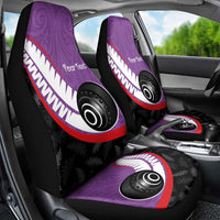Personalised Aotearoa Lawn Bowls Car Seat Cover Maori and Silver Fern Sporty Style Purple Color - Polynesian Pride