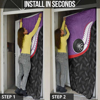 Aotearoa Lawn Bowls Door Cover Maori and Silver Fern Sporty Style Purple Color - Polynesian Pride