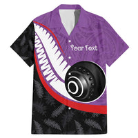 Personalised Aotearoa Lawn Bowls Family Matching Mermaid Dress and Hawaiian Shirt Maori and Silver Fern Sporty Style Purple Color - Polynesian Pride