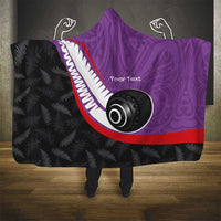 Personalised Aotearoa Lawn Bowls Hooded Blanket Maori and Silver Fern Sporty Style Purple Color - Polynesian Pride