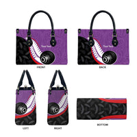 Personalised Aotearoa Lawn Bowls Leather Bag Maori and Silver Fern Sporty Style Purple Color - Polynesian Pride