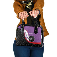 Personalised Aotearoa Lawn Bowls Shoulder Handbag Maori and Silver Fern Sporty Style Purple Color - Polynesian Pride