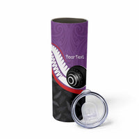 Personalised Aotearoa Lawn Bowls Skinny Tumbler Maori and Silver Fern Sporty Style Purple Color - Polynesian Pride
