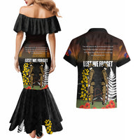 New Zealand and Australia ANZAC Day Couples Matching Mermaid Dress and Hawaiian Shirt Soldier and Last Post Camouflage Pattern LT03 - Polynesian Pride