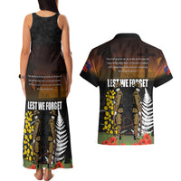 New Zealand and Australia ANZAC Day Couples Matching Tank Maxi Dress and Hawaiian Shirt Soldier and Last Post Camouflage Pattern LT03 - Polynesian Pride