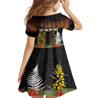 New Zealand and Australia ANZAC Day Family Matching Off Shoulder Long Sleeve Dress and Hawaiian Shirt Soldier and Last Post Camouflage Pattern LT03 - Polynesian Pride