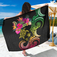 Hawaii Turtle Day Sarong Polynesian Tattoo and Hibiscus Flowers