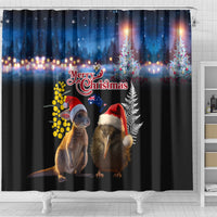New Zealand and Australia Merry Christmas Shower Curtain Kiwi Bird and Kangaroo Xmas Vibe
