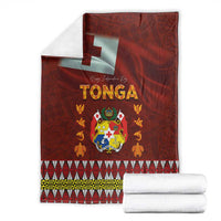 Tonga Independence Day Blanket National Flag and Emblem with Ngatu Art Pattern